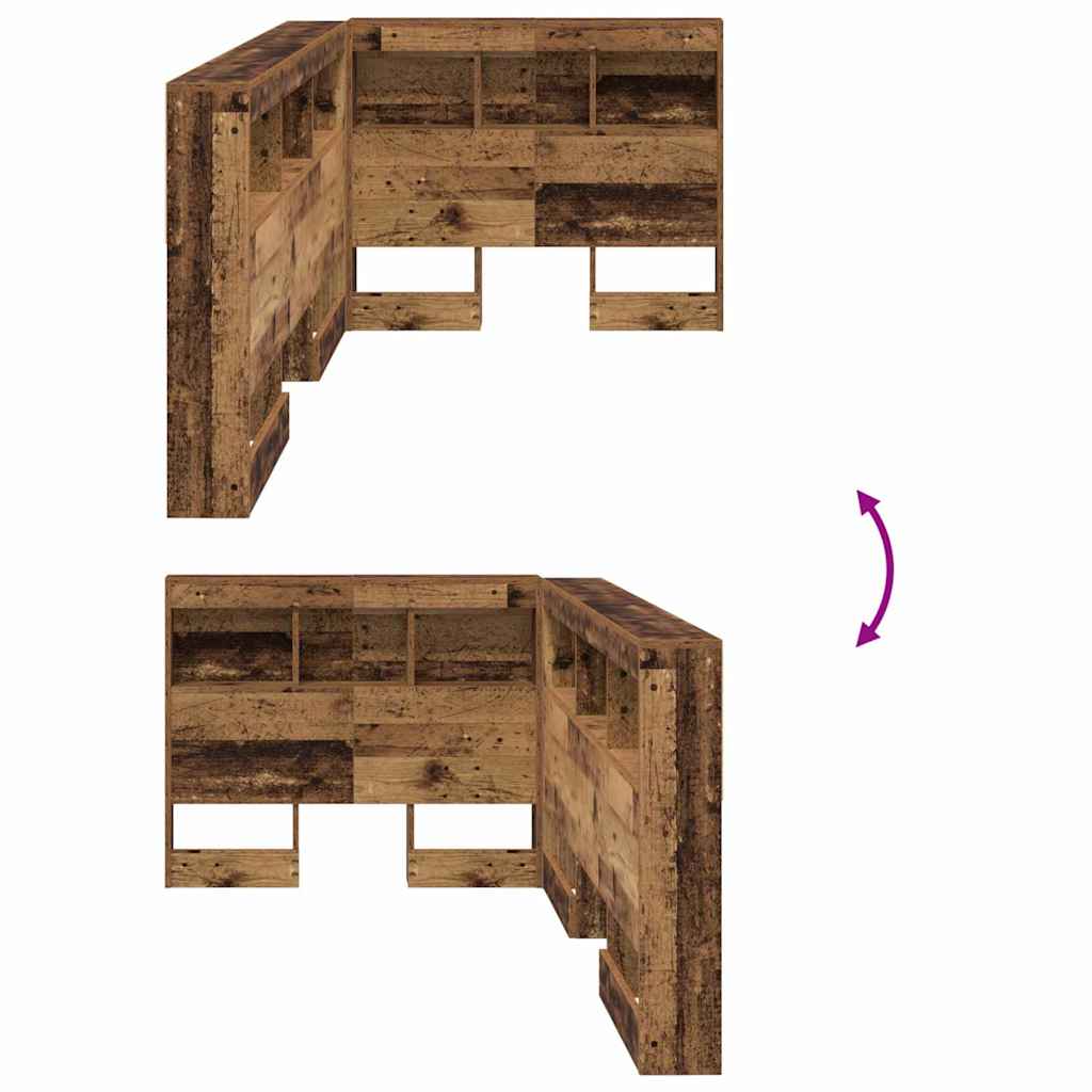 Aufbewahrungskopfteil mit Regal Altholz 90 cm Holzwerkstoff