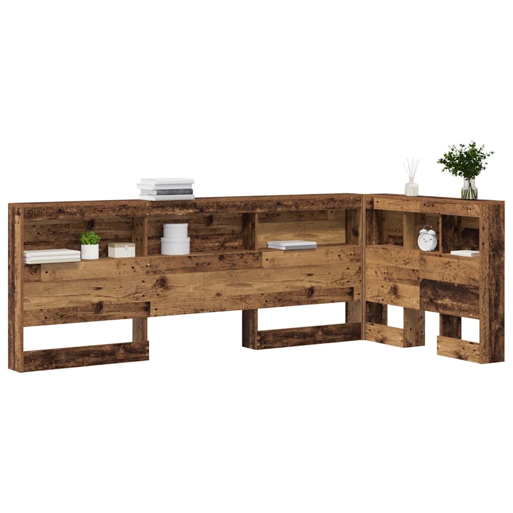 Aufbewahrungskopfteil mit Regal Altholz 90 cm Holzwerkstoff
