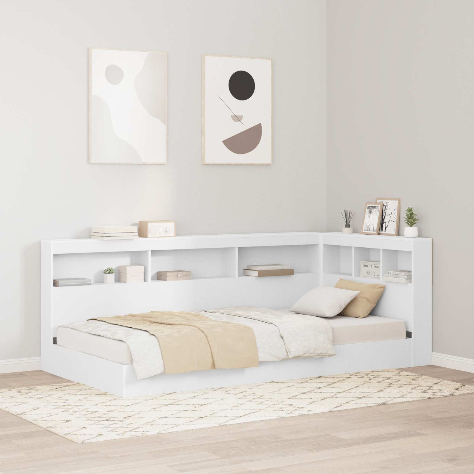 Aufbewahrungskopfteil mit Regal Weiß 100 cm Holzwerkstoff