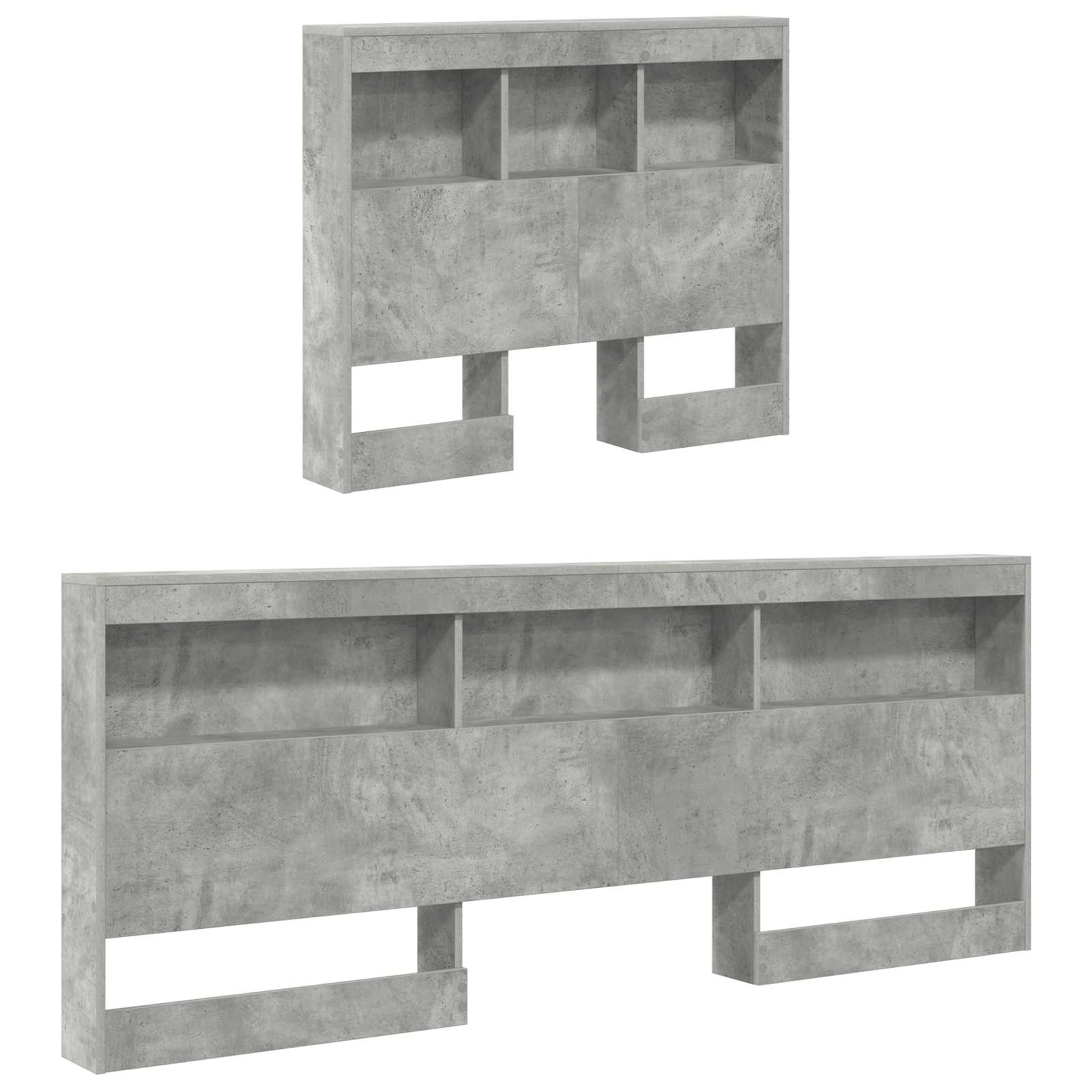Aufbewahrungskopfteil mit Regal Beton Grau 100 cm Holzwerkstoff