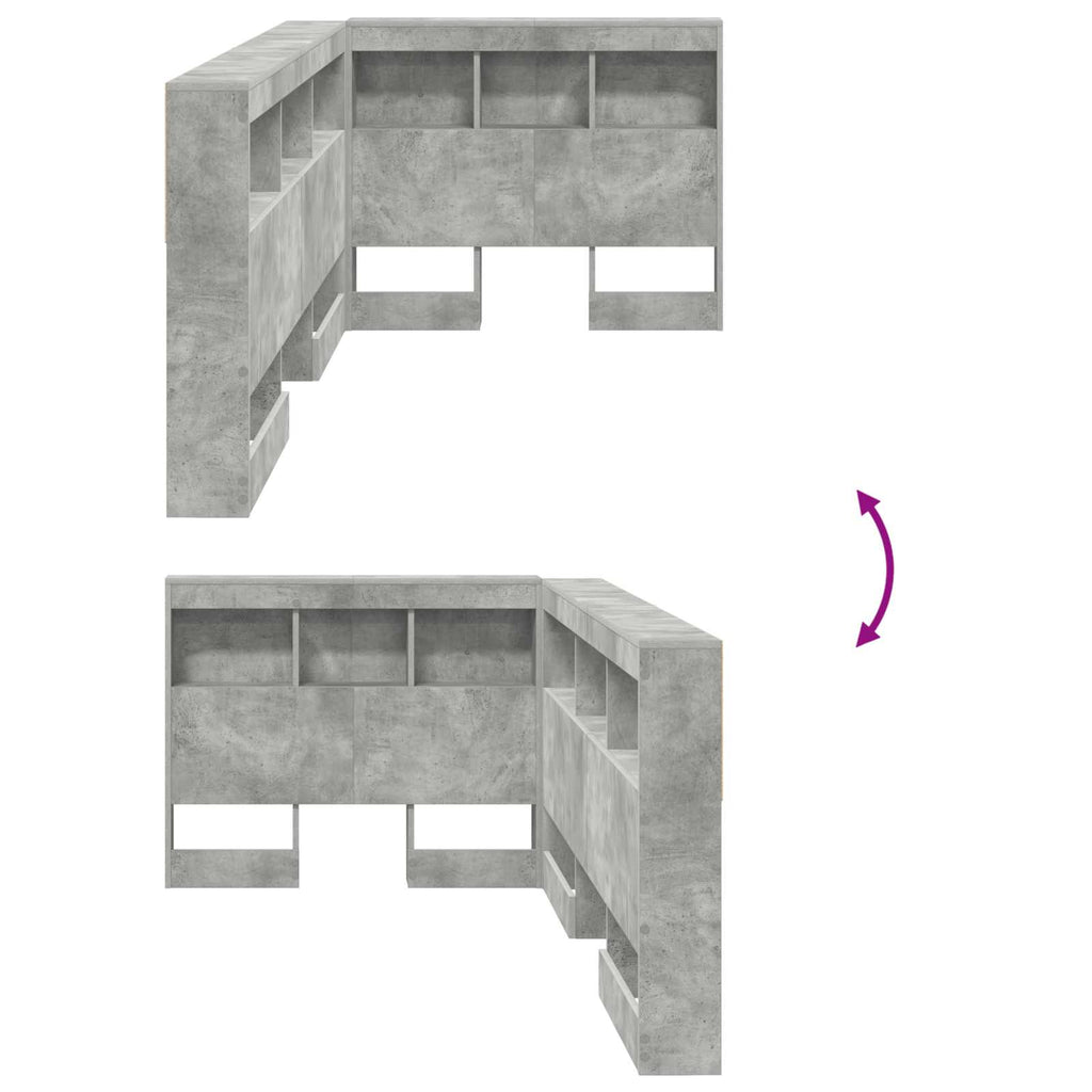 Aufbewahrungskopfteil mit Regal Beton Grau 100 cm Holzwerkstoff