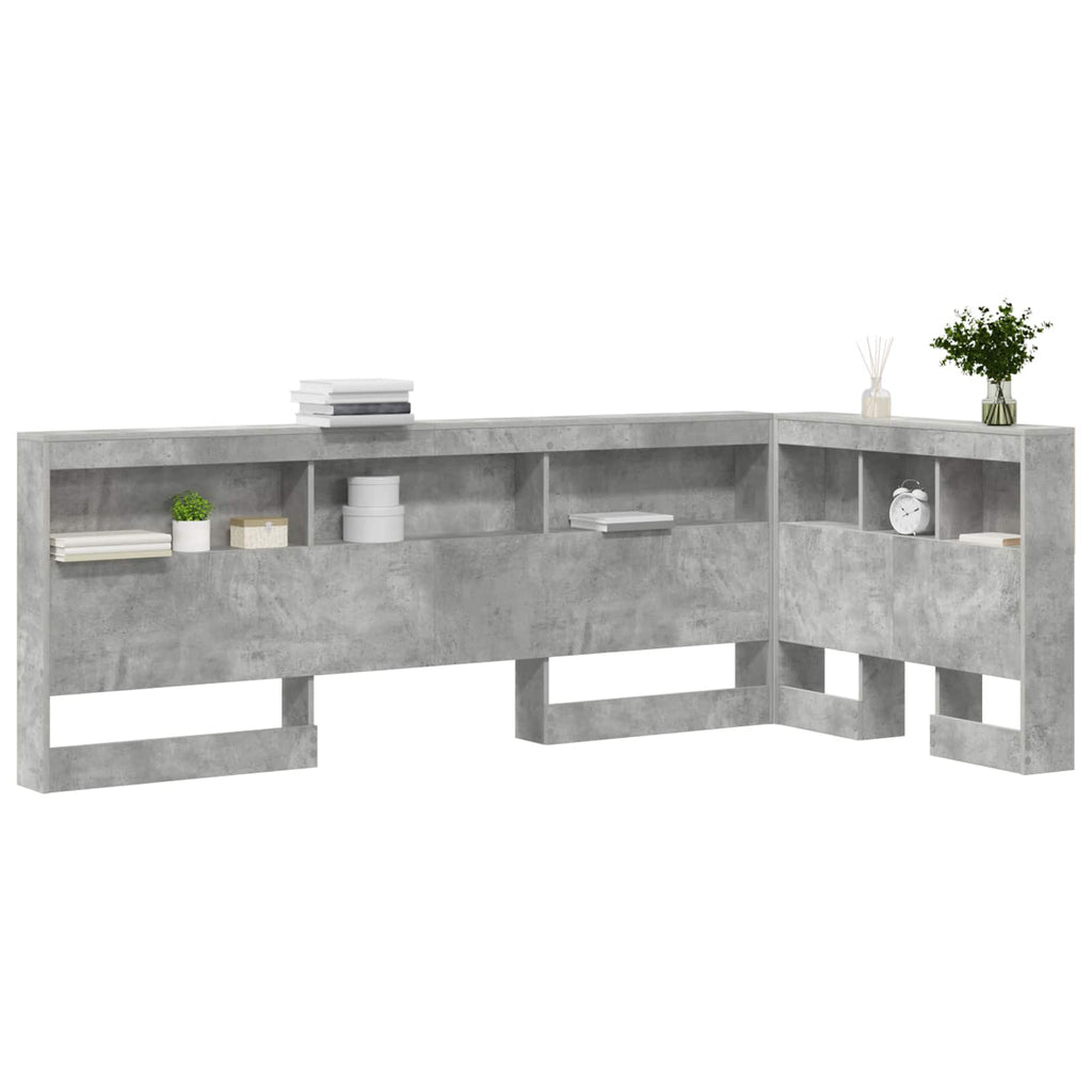 Aufbewahrungskopfteil mit Regal Beton Grau 100 cm Holzwerkstoff