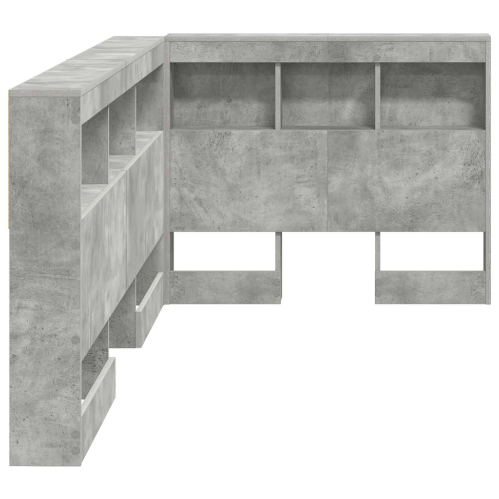 Aufbewahrungskopfteil mit Regal Beton Grau 100 cm Holzwerkstoff