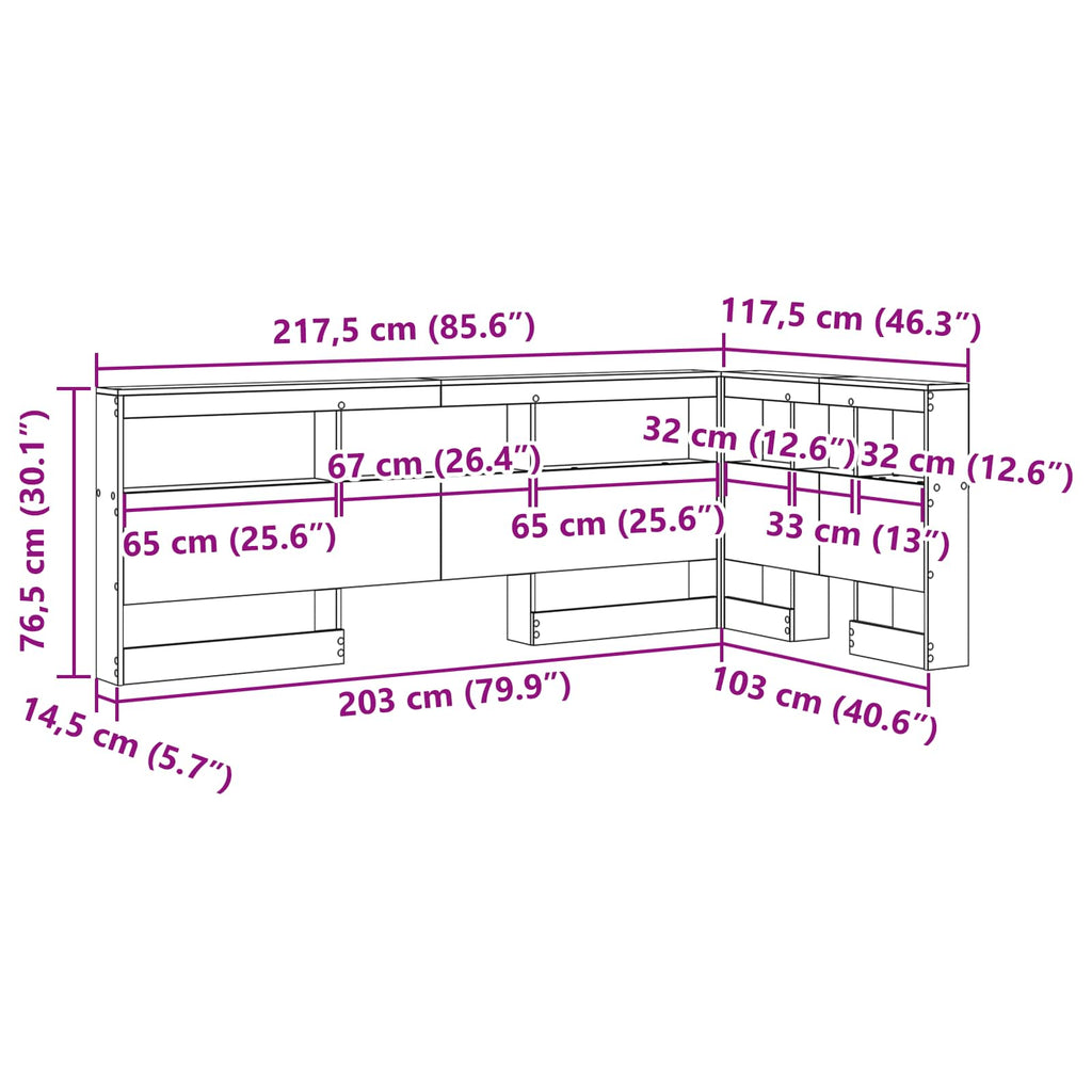 Aufbewahrungskopfteil mit Regal Beton Grau 100 cm Holzwerkstoff