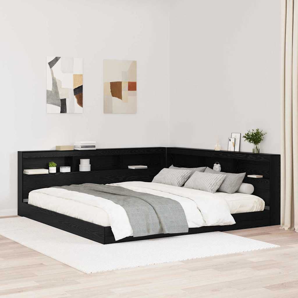 Aufbewahrungskopfteil Schwarz Eichen-Optik 200 cm Holzwerkstoff