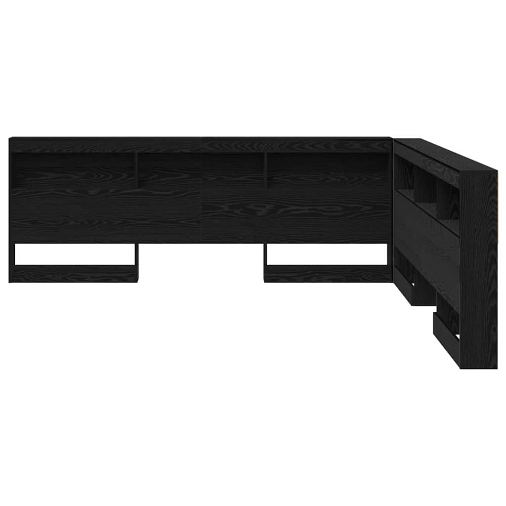 Aufbewahrungskopfteil Schwarz Eichen-Optik 200 cm Holzwerkstoff