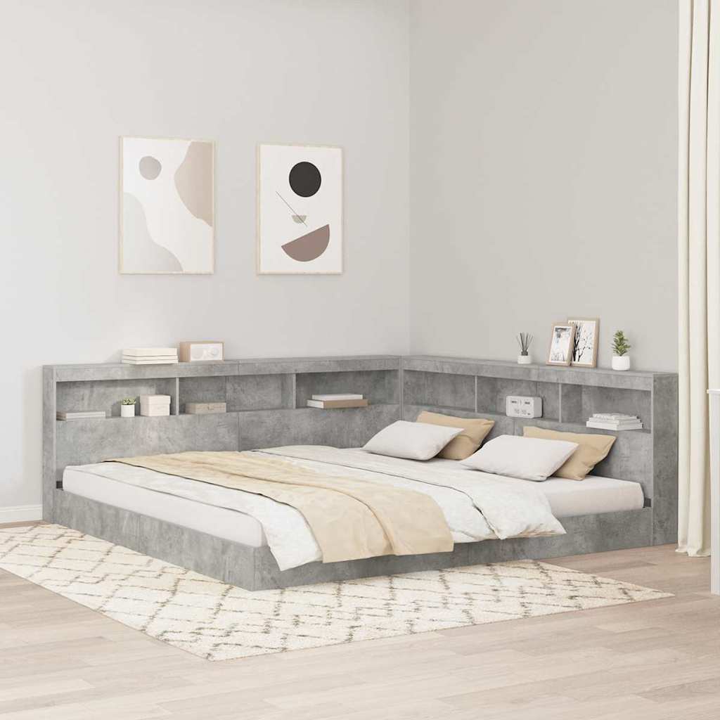 Aufbewahrungskopfteil mit Regal Beton Grau 200 cm Holzwerkstoff
