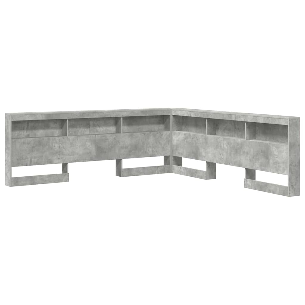 Aufbewahrungskopfteil mit Regal Beton Grau 200 cm Holzwerkstoff