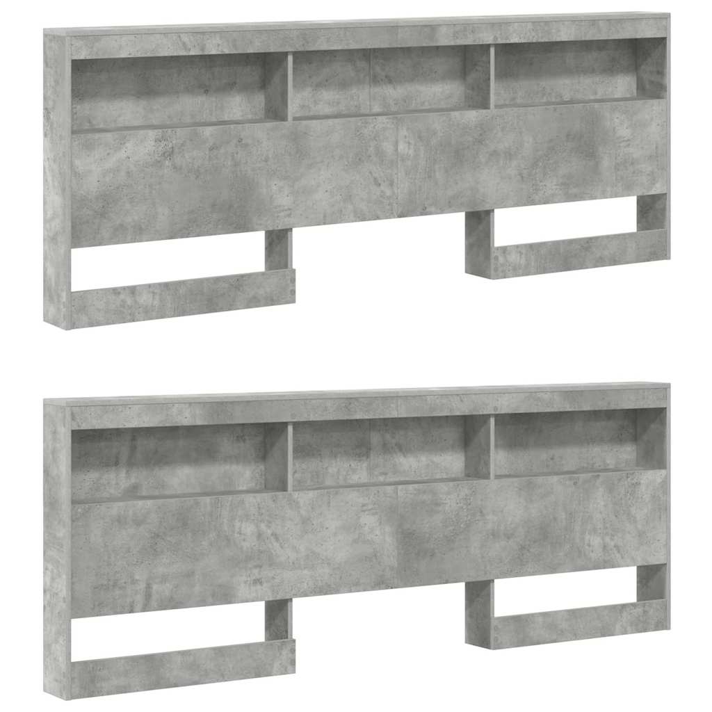 Aufbewahrungskopfteil mit Regal Beton Grau 200 cm Holzwerkstoff