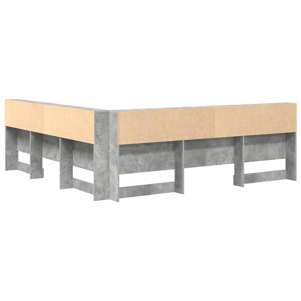 Aufbewahrungskopfteil mit Regal Beton Grau 200 cm Holzwerkstoff