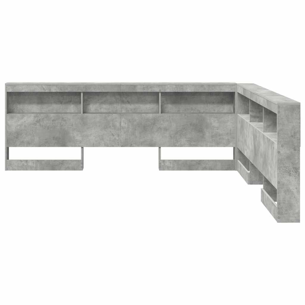 Aufbewahrungskopfteil mit Regal Beton Grau 200 cm Holzwerkstoff