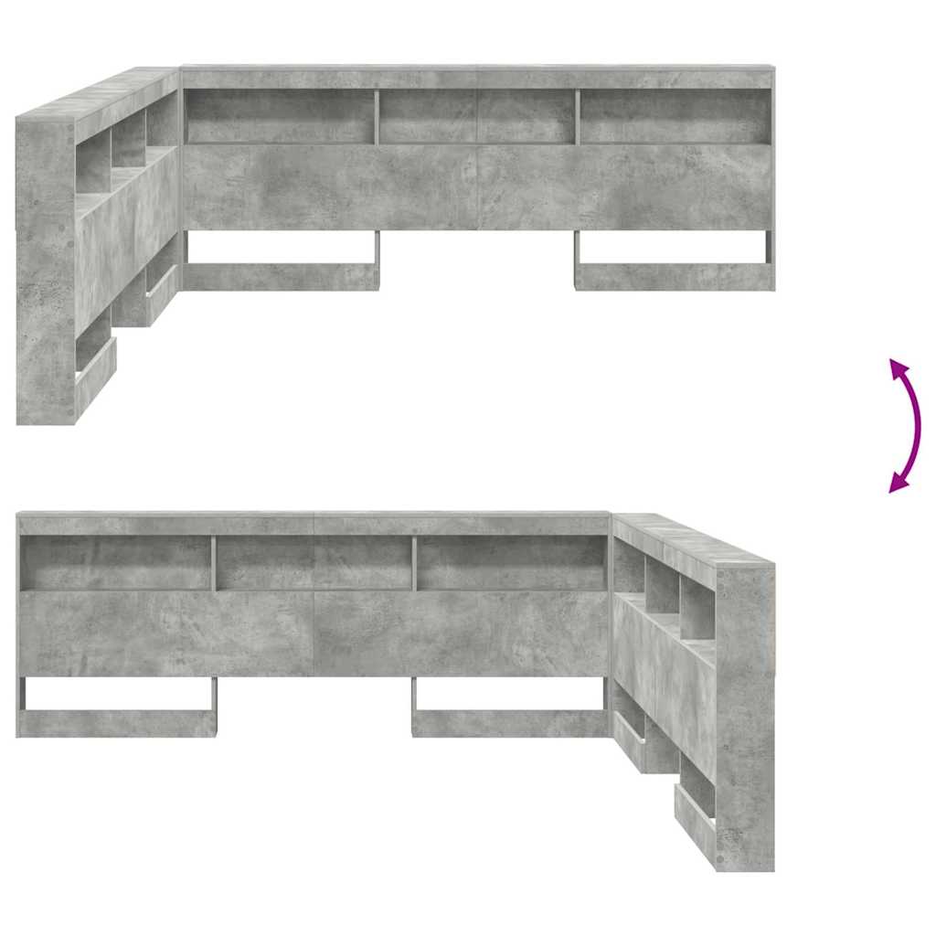Aufbewahrungskopfteil mit Regal Beton Grau 200 cm Holzwerkstoff