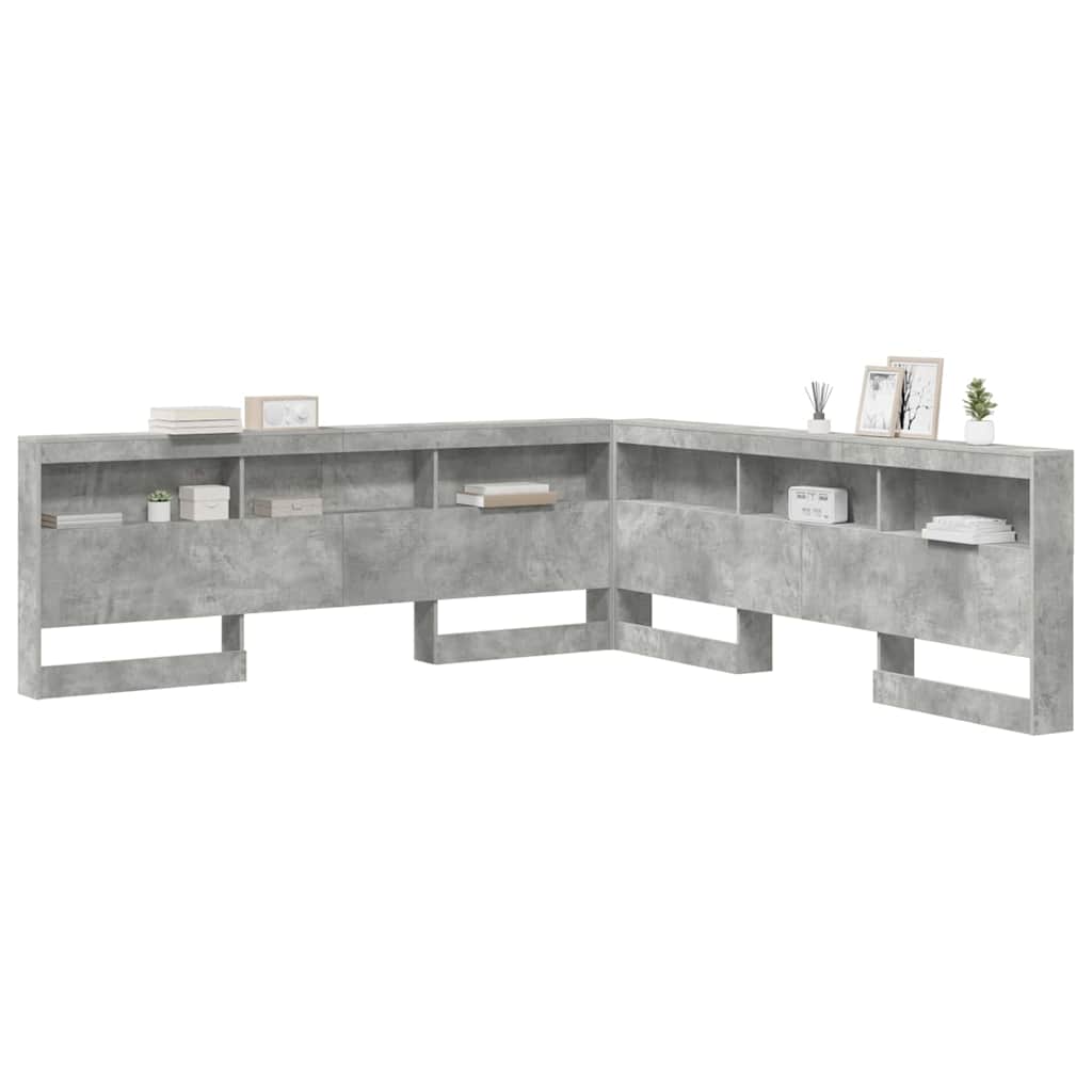 Aufbewahrungskopfteil mit Regal Beton Grau 200 cm Holzwerkstoff