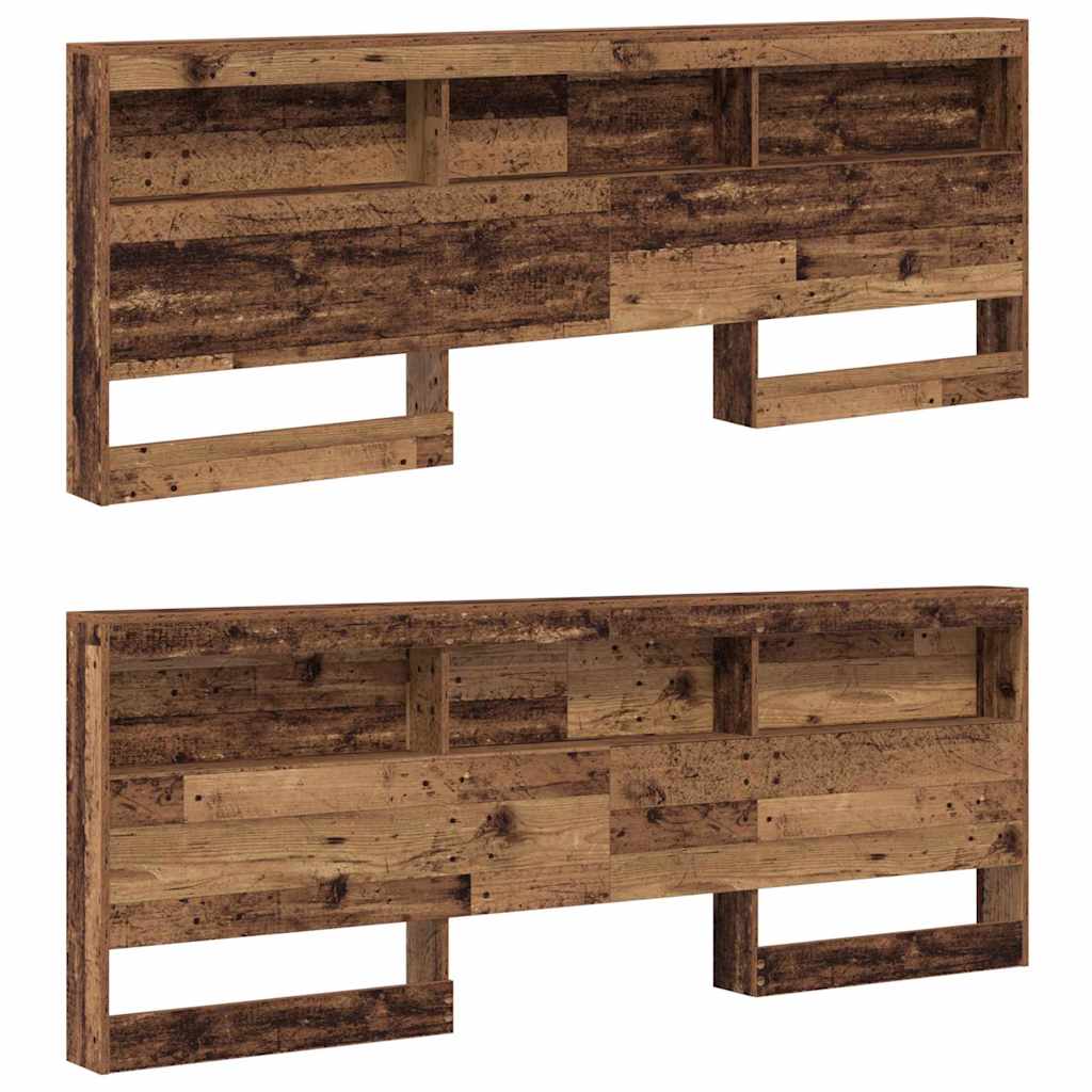 Aufbewahrungskopfteil mit Regal Altholz 200 cm Holzwerkstoff