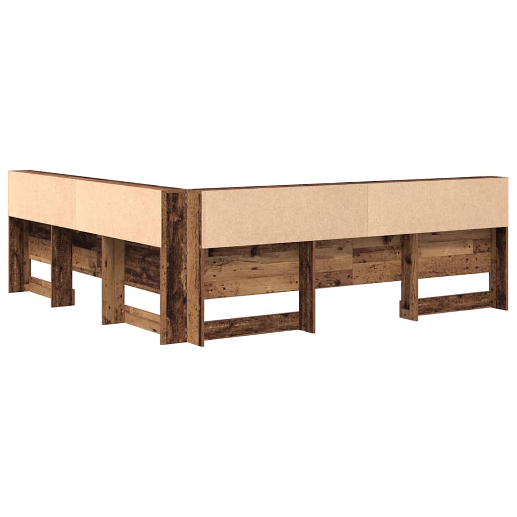 Aufbewahrungskopfteil mit Regal Altholz 200 cm Holzwerkstoff