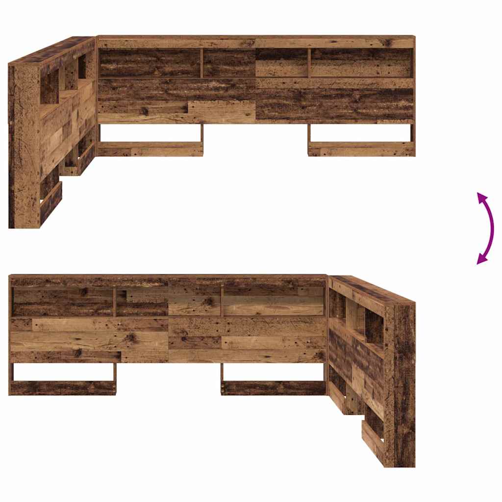 Aufbewahrungskopfteil mit Regal Altholz 200 cm Holzwerkstoff