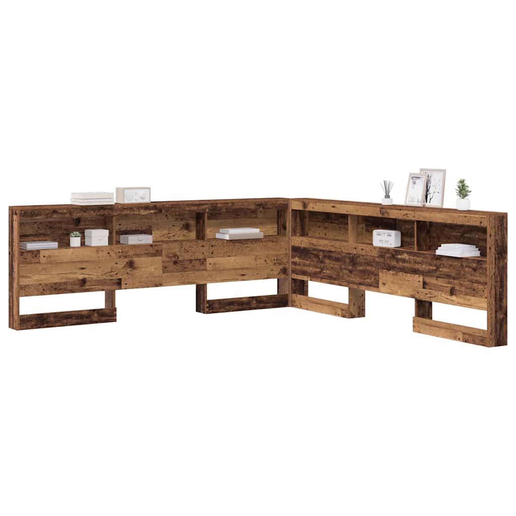 Aufbewahrungskopfteil mit Regal Altholz 200 cm Holzwerkstoff