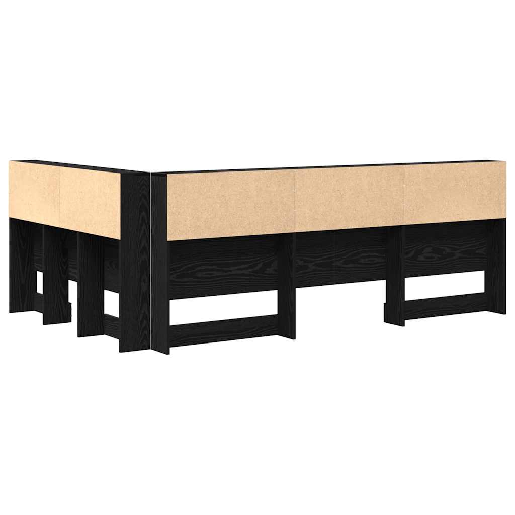 Aufbewahrungskopfteil Schwarz Eichen-Optik 120 cm Holzwerkstoff