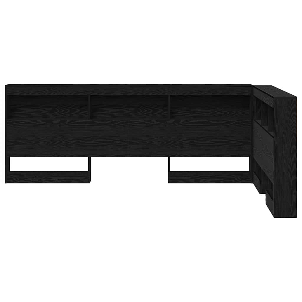 Aufbewahrungskopfteil Schwarz Eichen-Optik 120 cm Holzwerkstoff