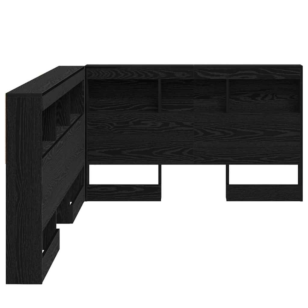 Aufbewahrungskopfteil Schwarz Eichen-Optik 120 cm Holzwerkstoff