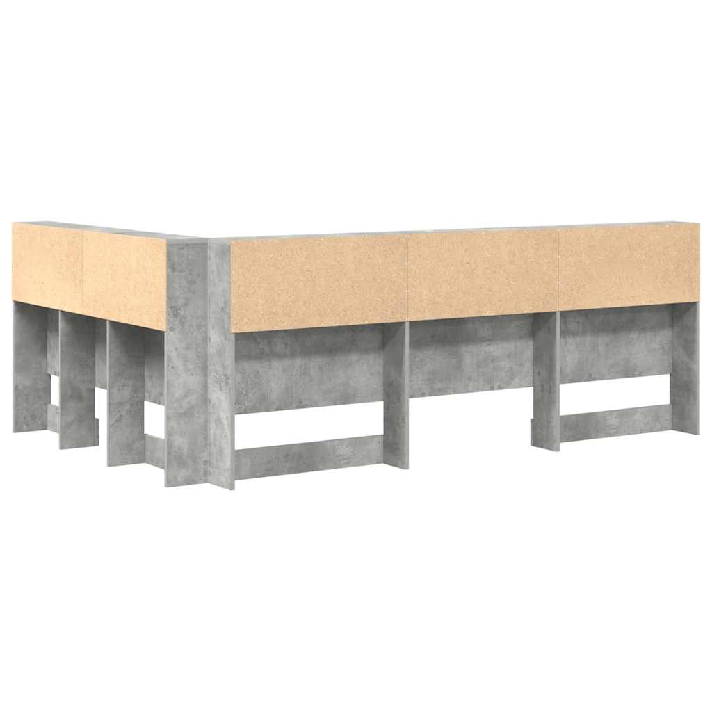Aufbewahrungskopfteil mit Regal Beton Grau 120 cm Holzwerkstoff