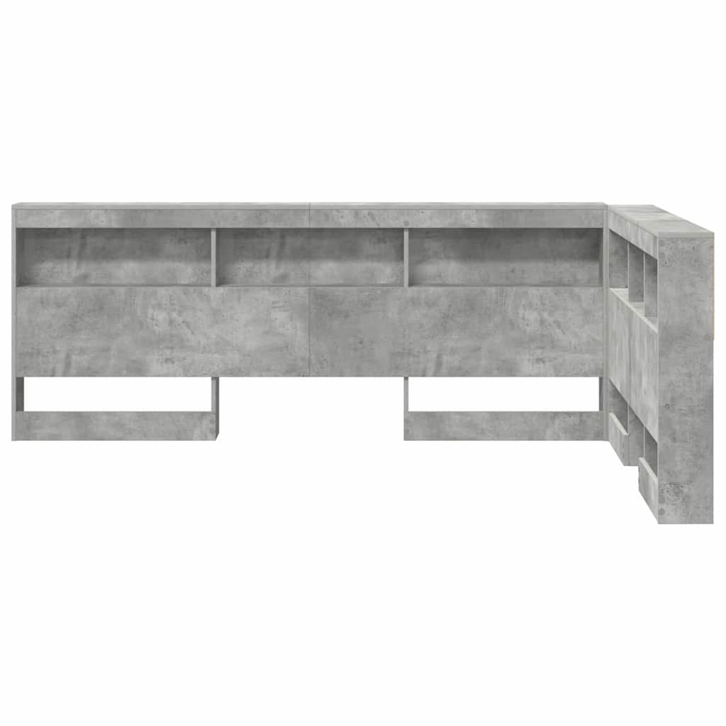 Aufbewahrungskopfteil mit Regal Beton Grau 120 cm Holzwerkstoff