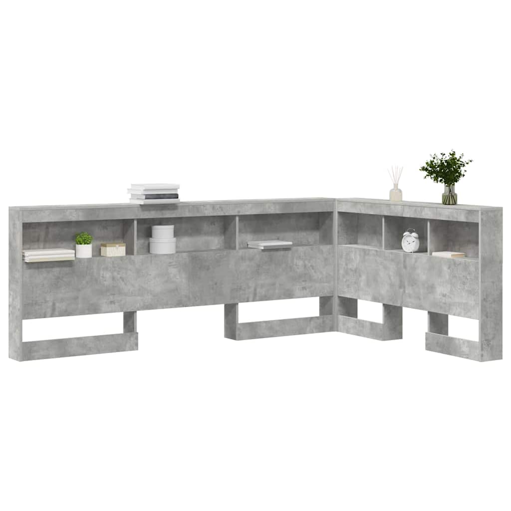 Aufbewahrungskopfteil mit Regal Beton Grau 120 cm Holzwerkstoff