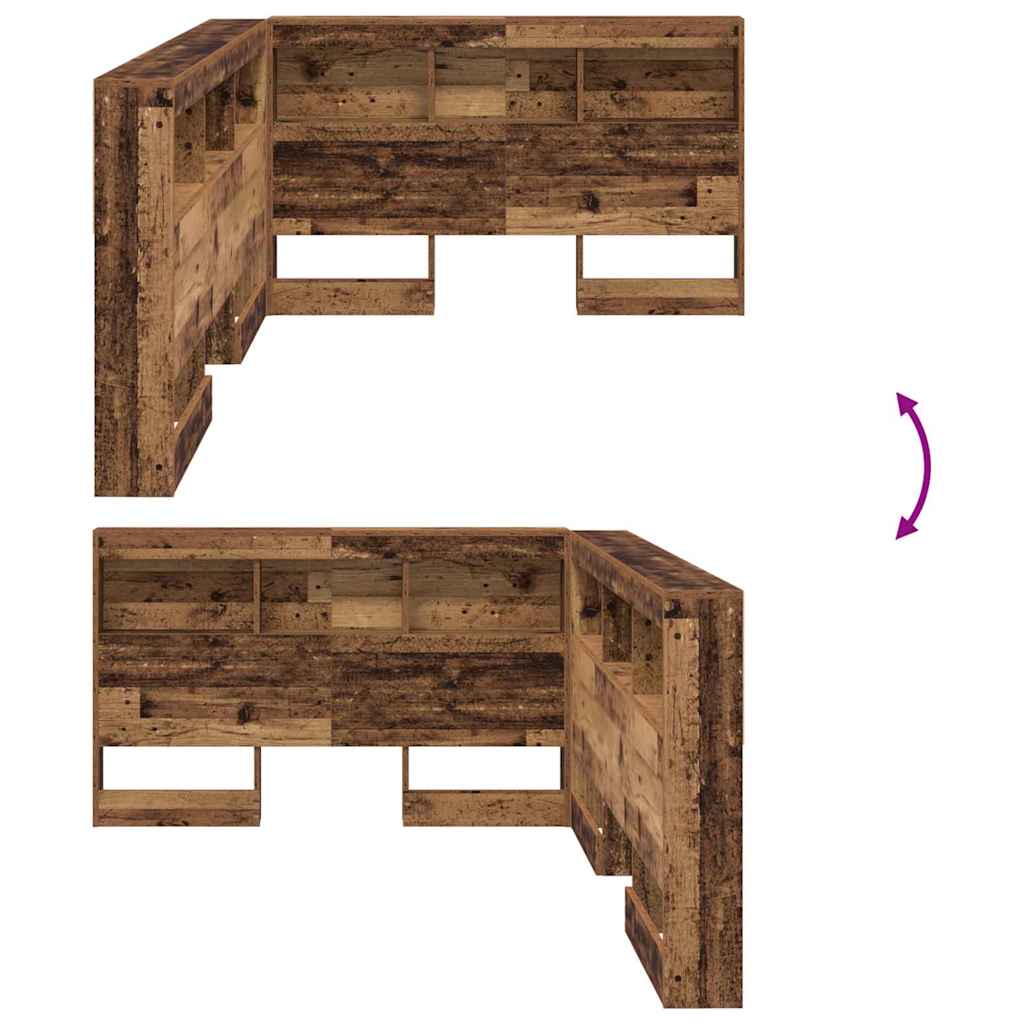 Aufbewahrungskopfteil mit Regal Altholz 120 cm Holzwerkstoff