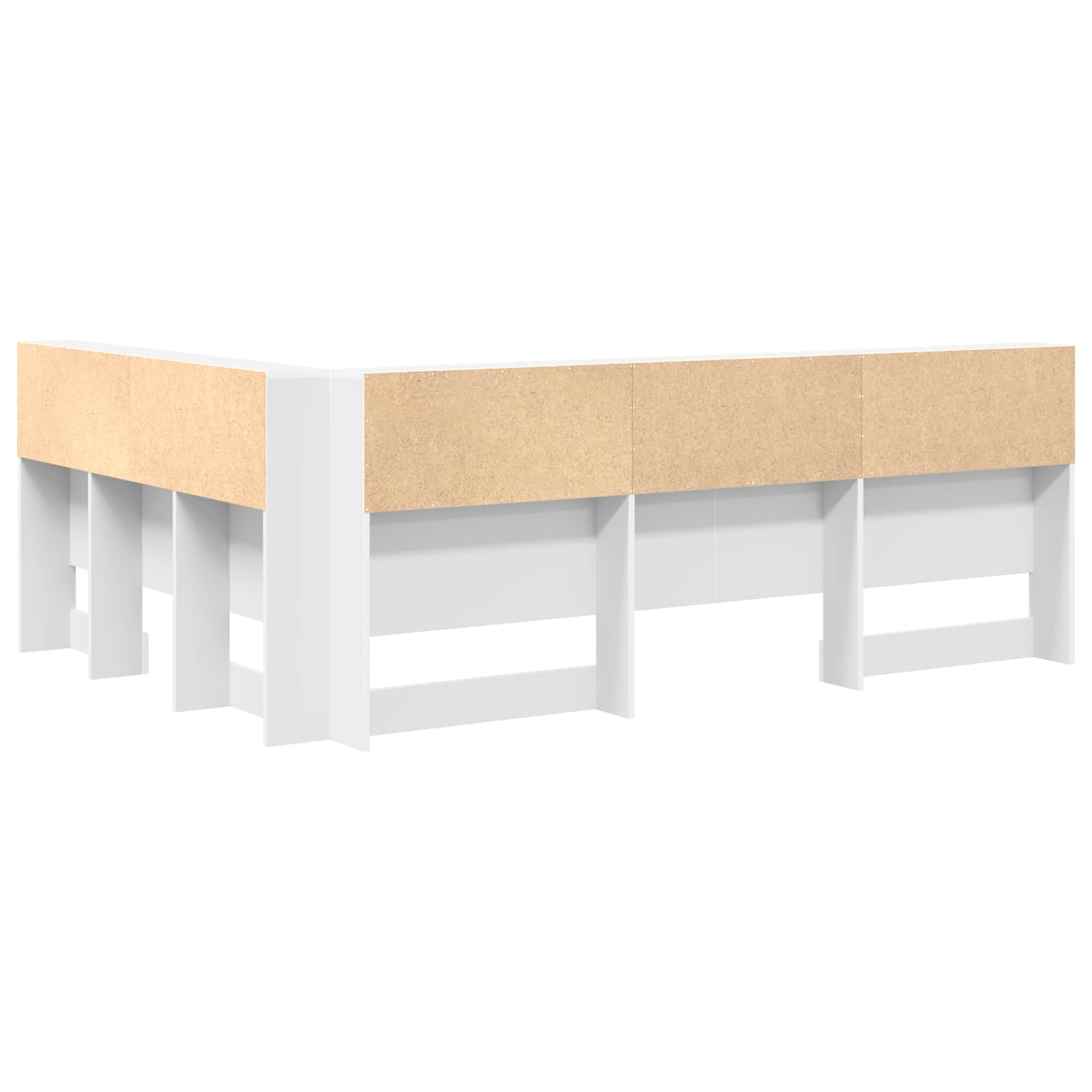 Aufbewahrungskopfteil mit Regal Weiß 140 cm Holzwerkstoff