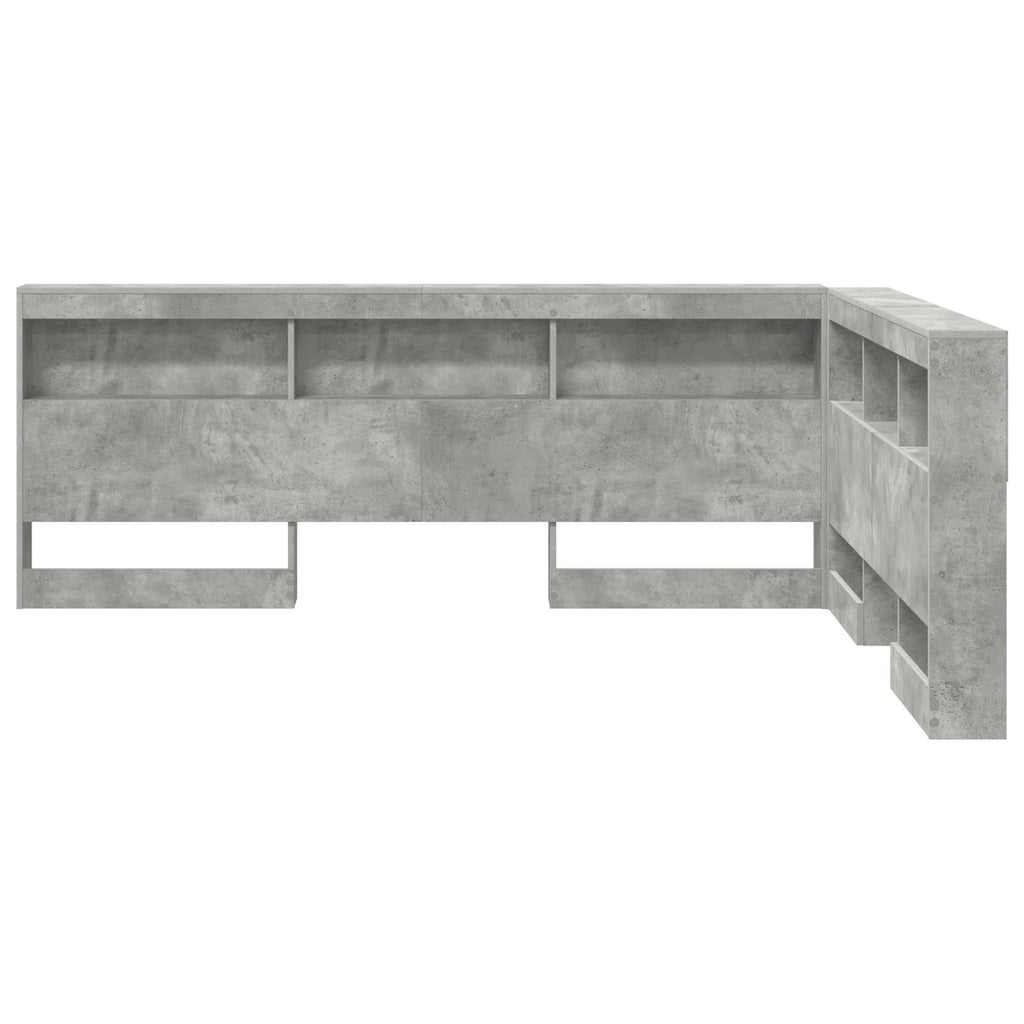 Aufbewahrungskopfteil mit Regal Beton Grau 140 cm Holzwerkstoff