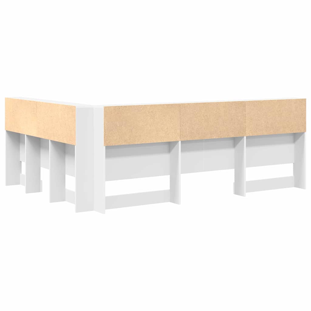 Aufbewahrungskopfteil mit Regal Weiß 150 cm Holzwerkstoff