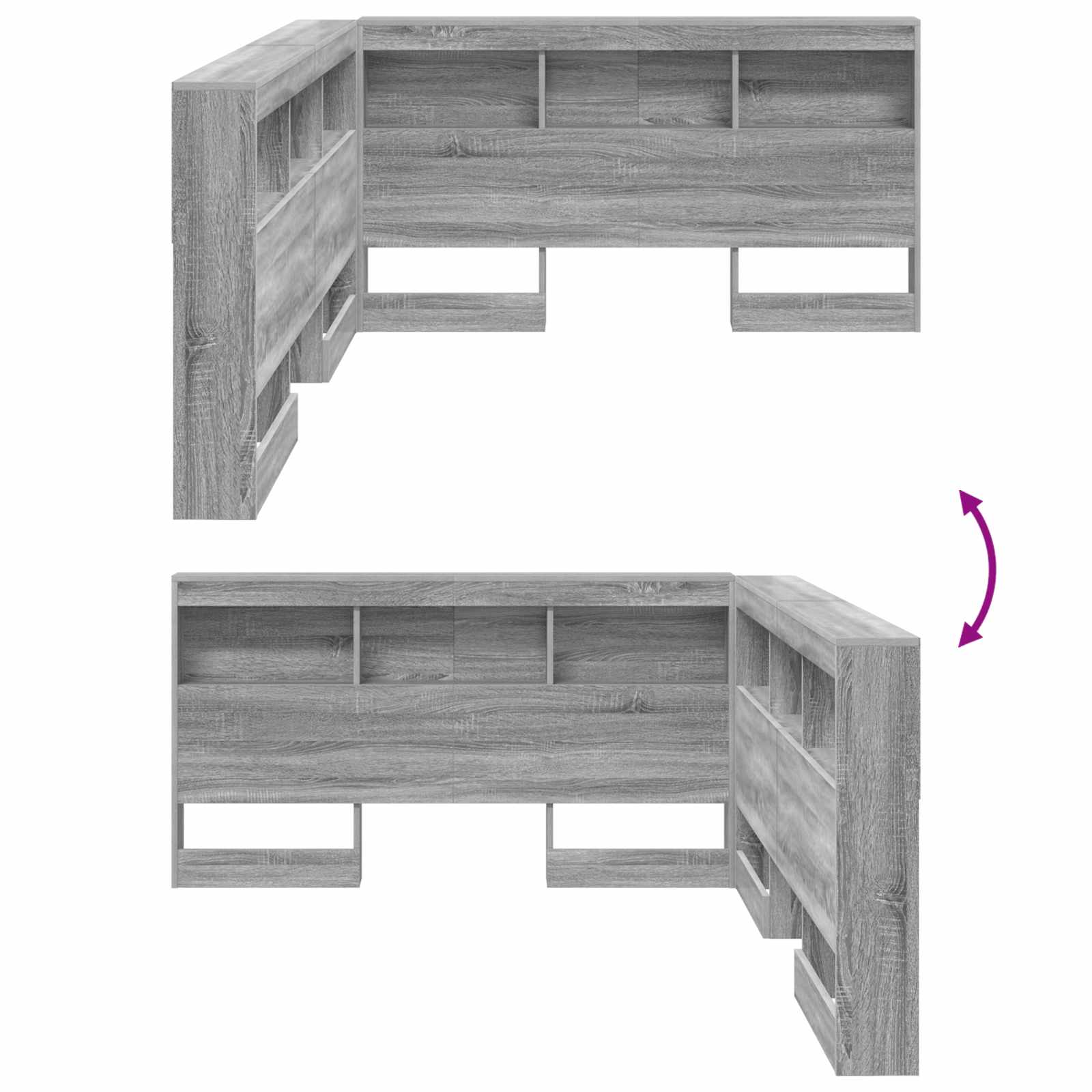 Aufbewahrungskopfteil Graues Sonoma 150 cm Holzwerkstoff