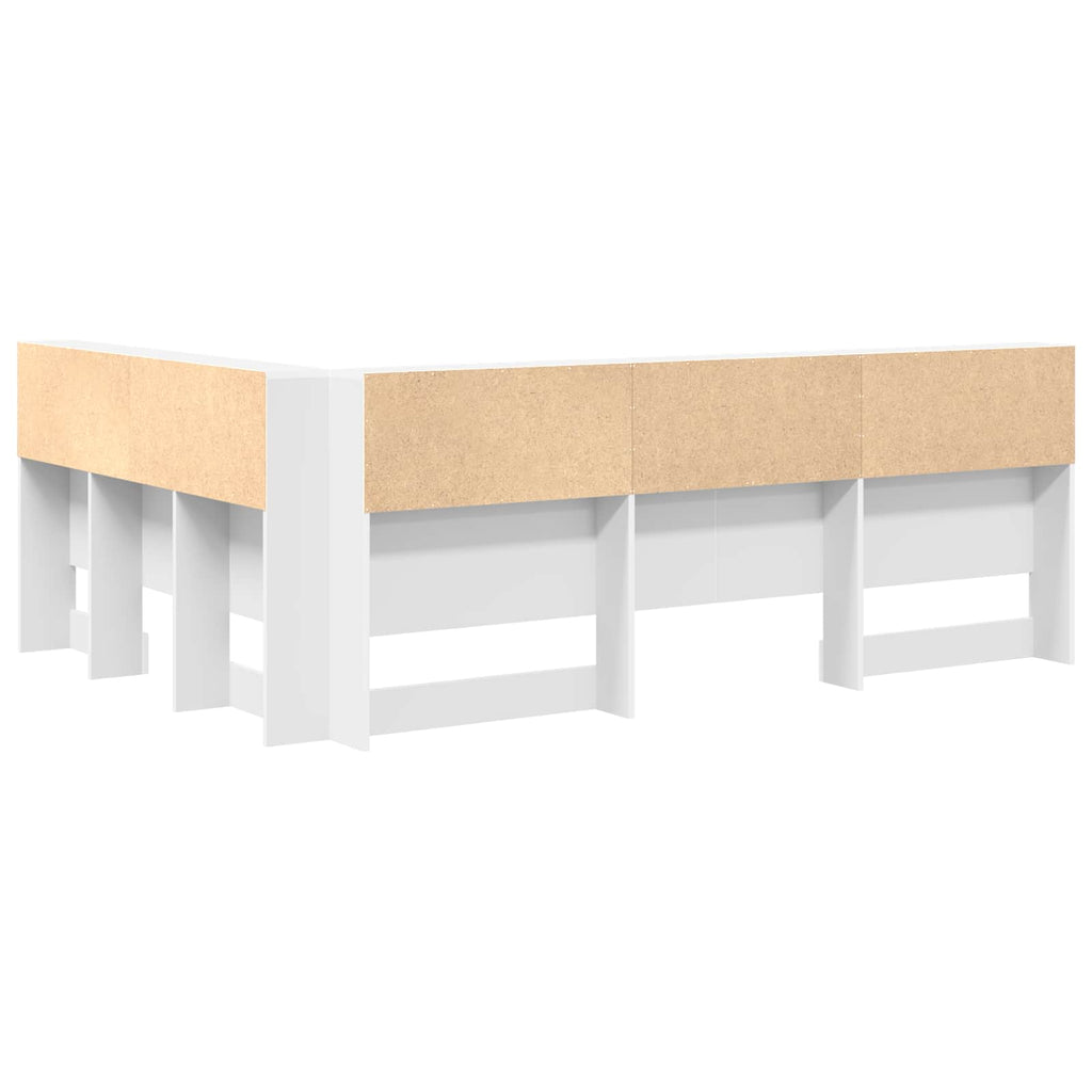 Aufbewahrungskopfteil mit Regal Weiß 160 cm Holzwerkstoff