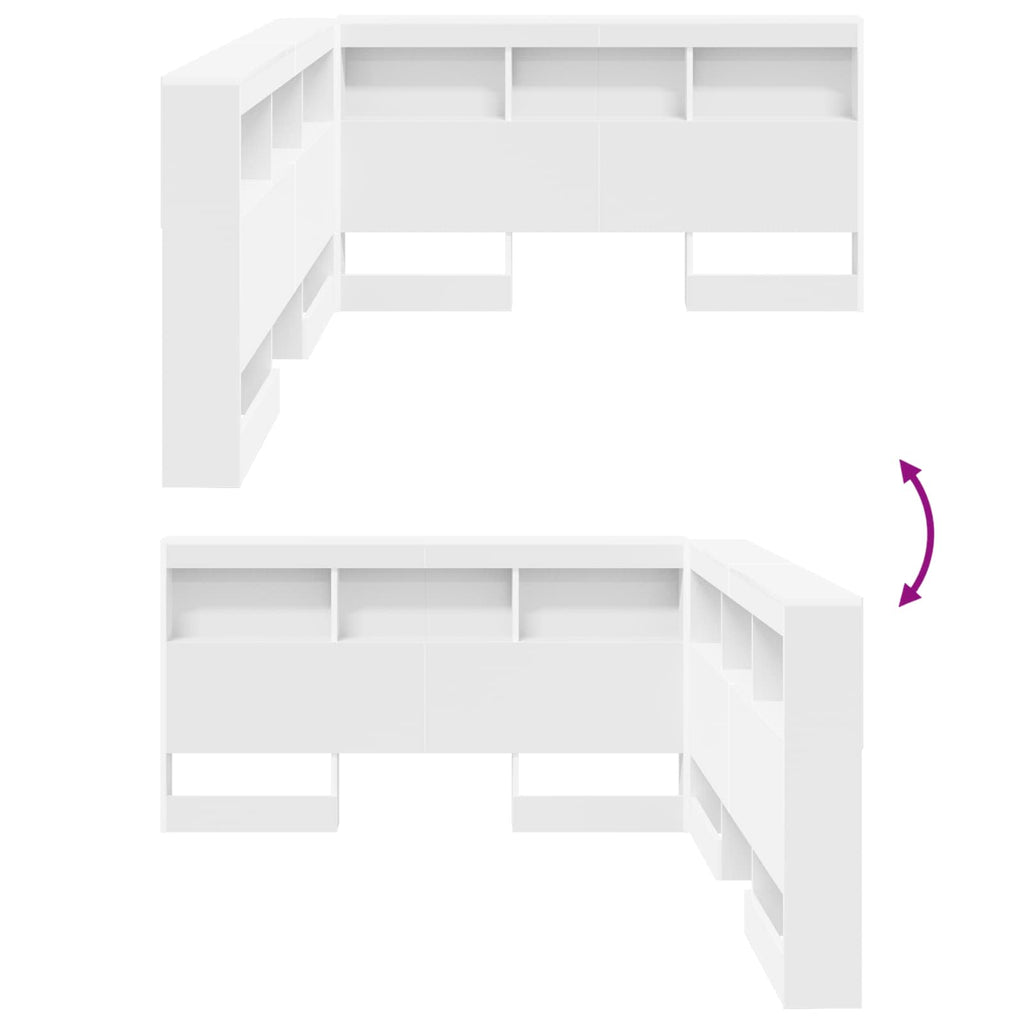 Aufbewahrungskopfteil mit Regal Weiß 160 cm Holzwerkstoff
