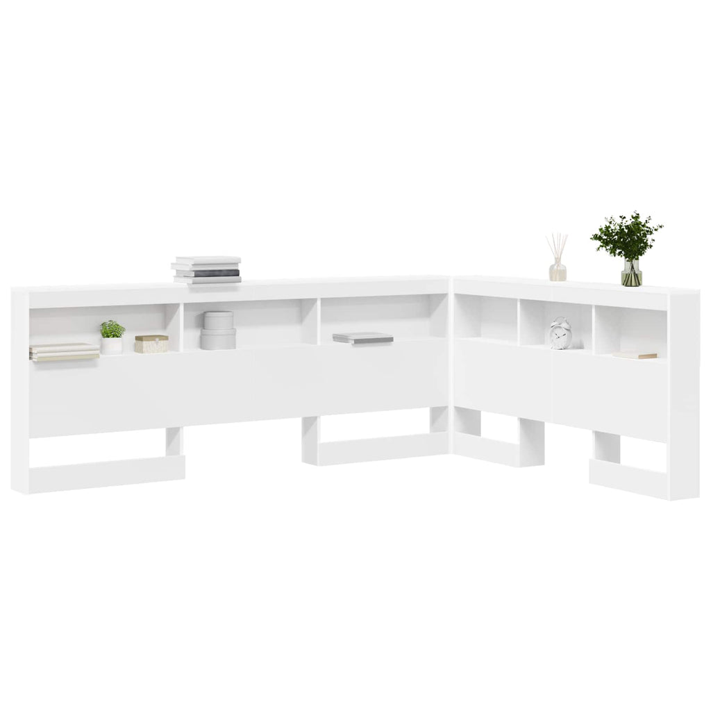 Aufbewahrungskopfteil mit Regal Weiß 160 cm Holzwerkstoff