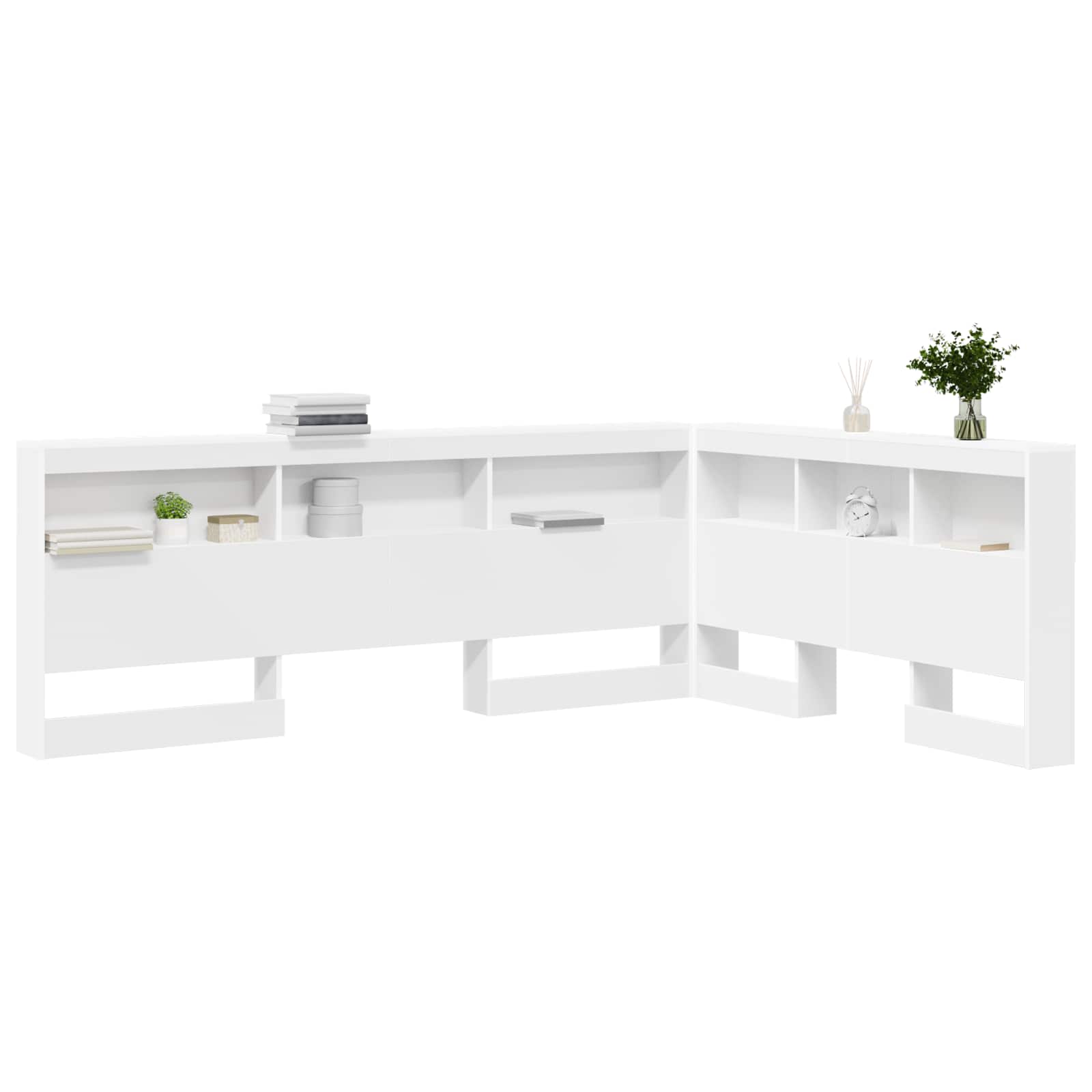 Aufbewahrungskopfteil mit Regal Weiß 160 cm Holzwerkstoff