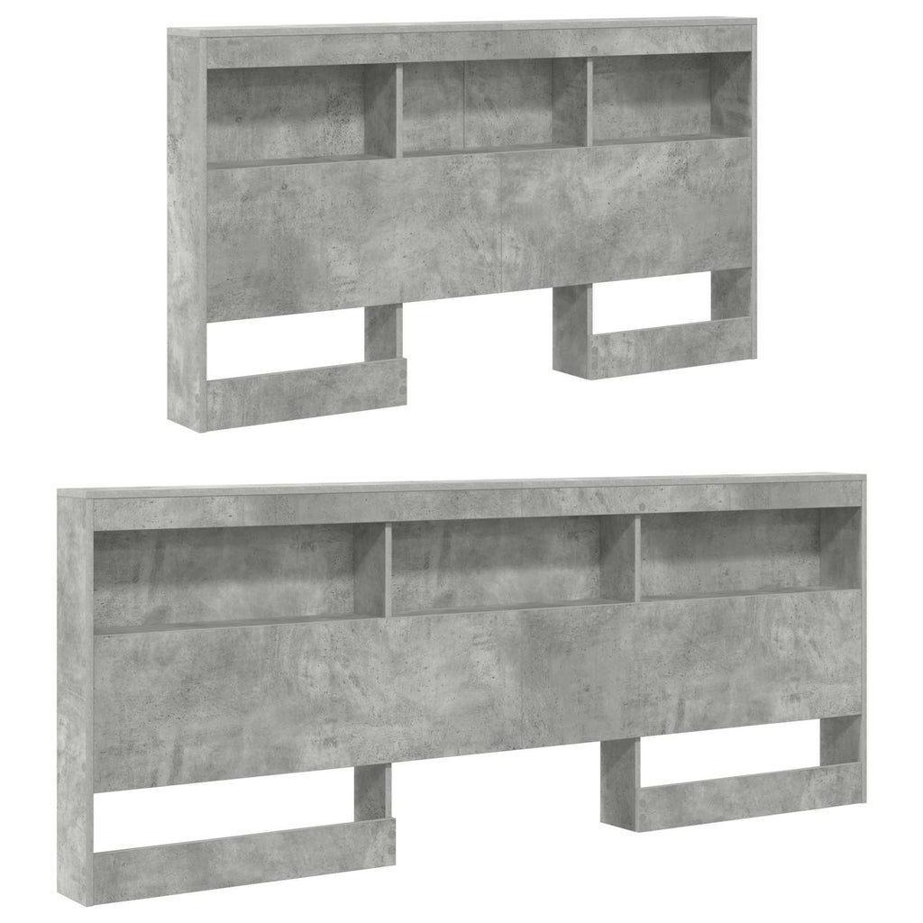 Aufbewahrungskopfteil mit Regal Beton Grau 160 cm Holzwerkstoff