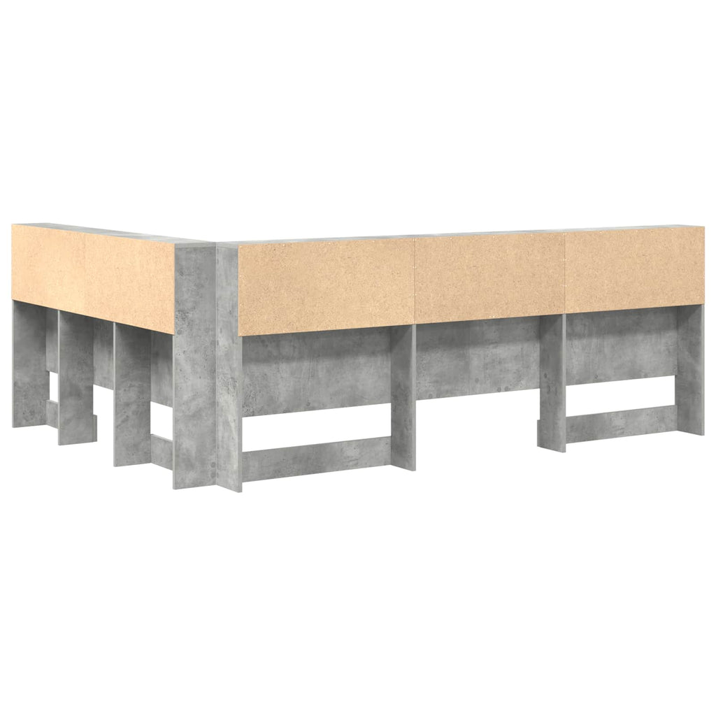 Aufbewahrungskopfteil mit Regal Beton Grau 160 cm Holzwerkstoff