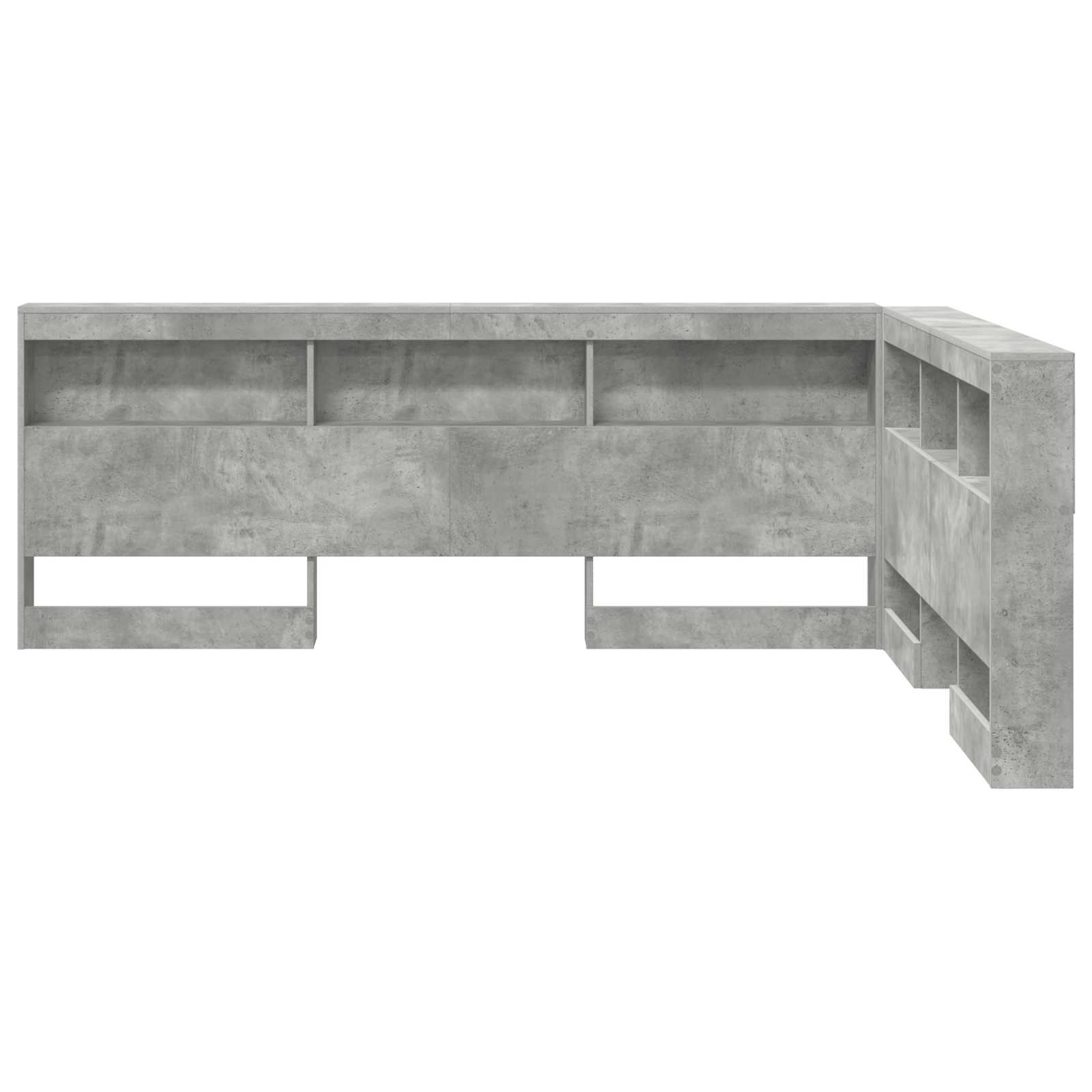 Aufbewahrungskopfteil mit Regal Beton Grau 160 cm Holzwerkstoff
