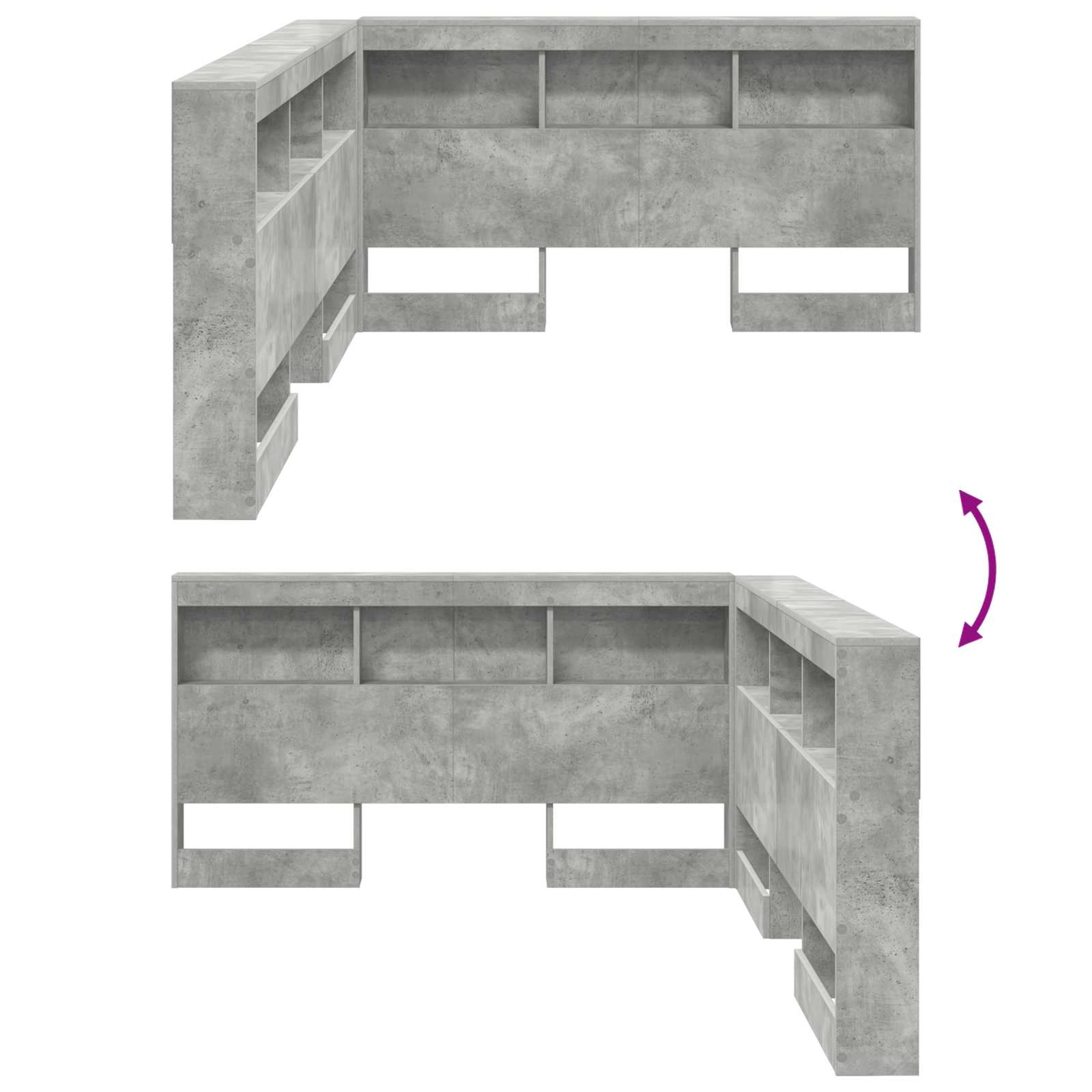 Aufbewahrungskopfteil mit Regal Beton Grau 160 cm Holzwerkstoff
