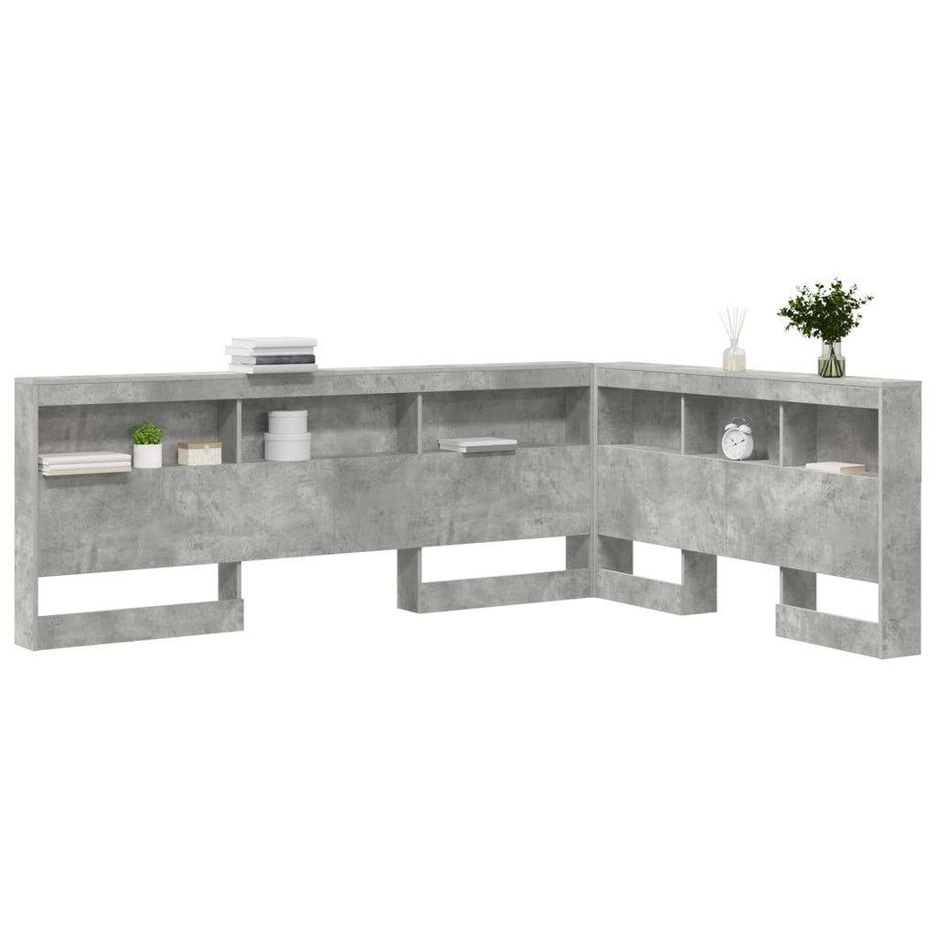 Aufbewahrungskopfteil mit Regal Beton Grau 160 cm Holzwerkstoff