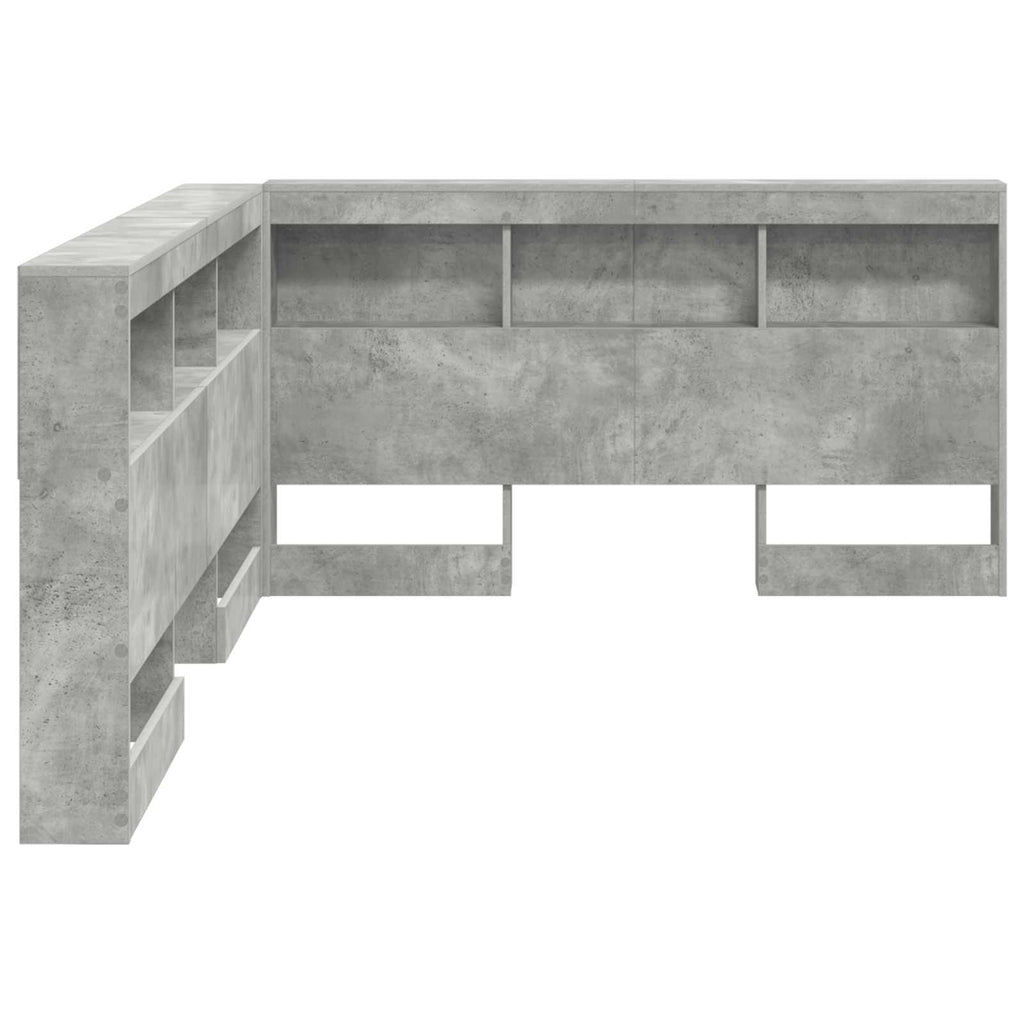 Aufbewahrungskopfteil mit Regal Beton Grau 160 cm Holzwerkstoff
