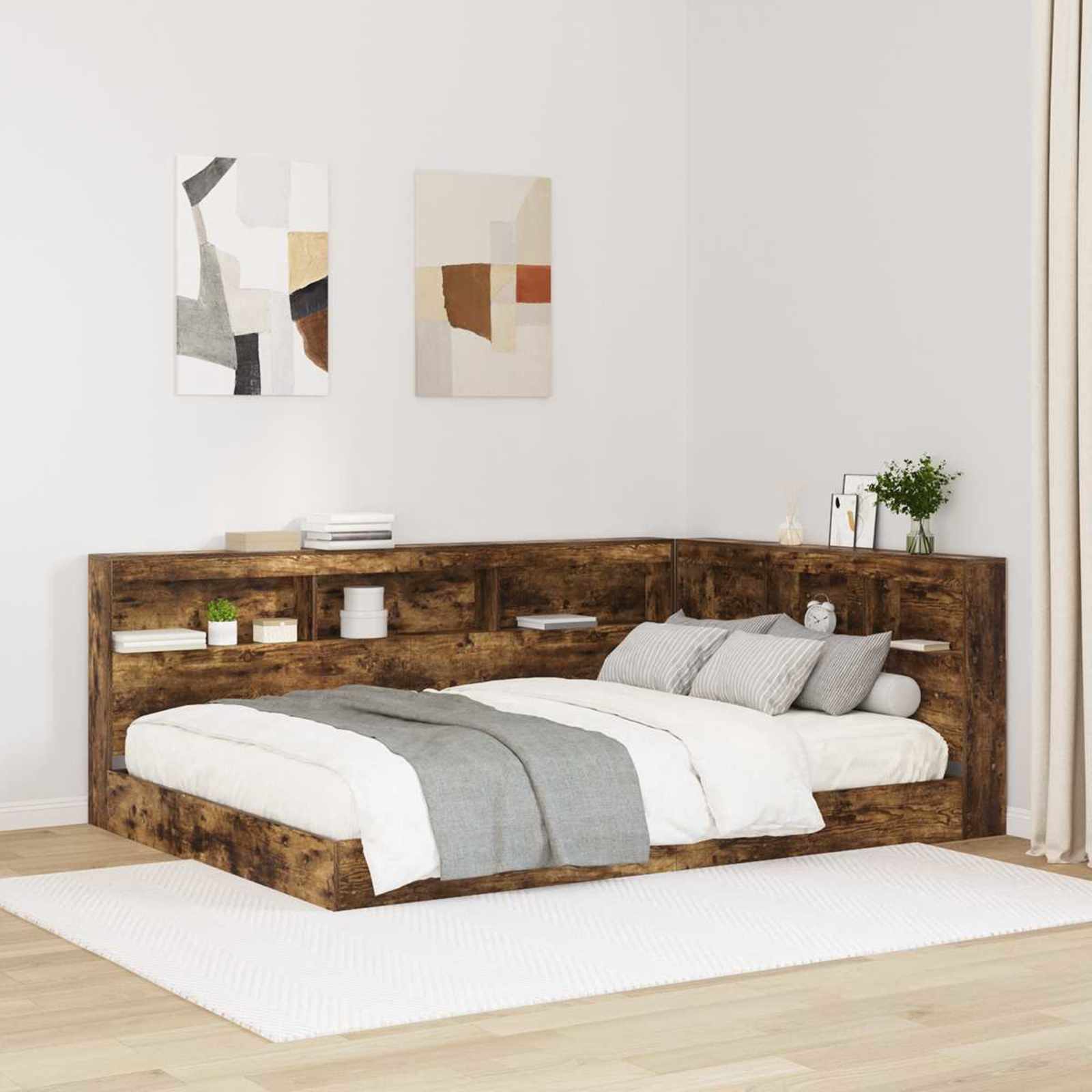 Aufbewahrungskopfteil Geräucherte Eiche 160 cm Holzwerkstoff