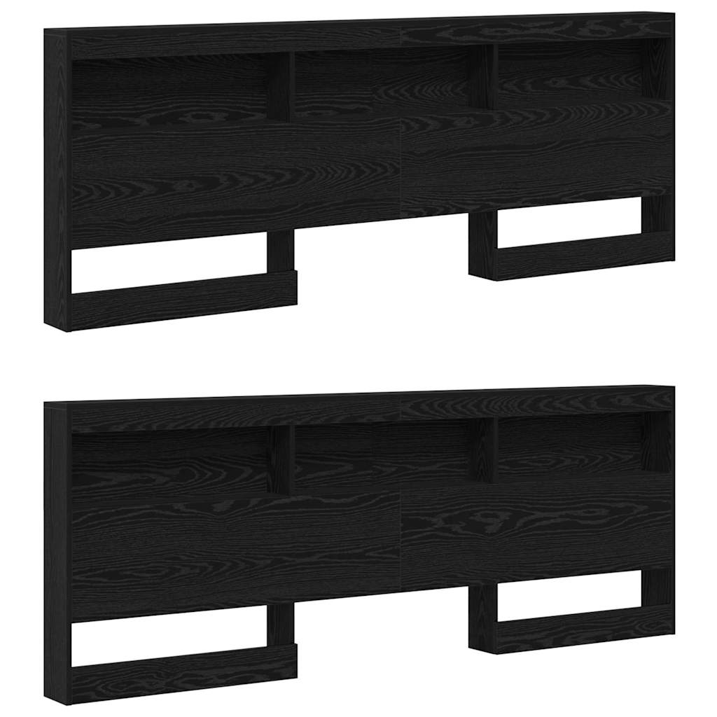 Aufbewahrungskopfteil Schwarz Eichen-Optik 180 cm Holzwerkstoff
