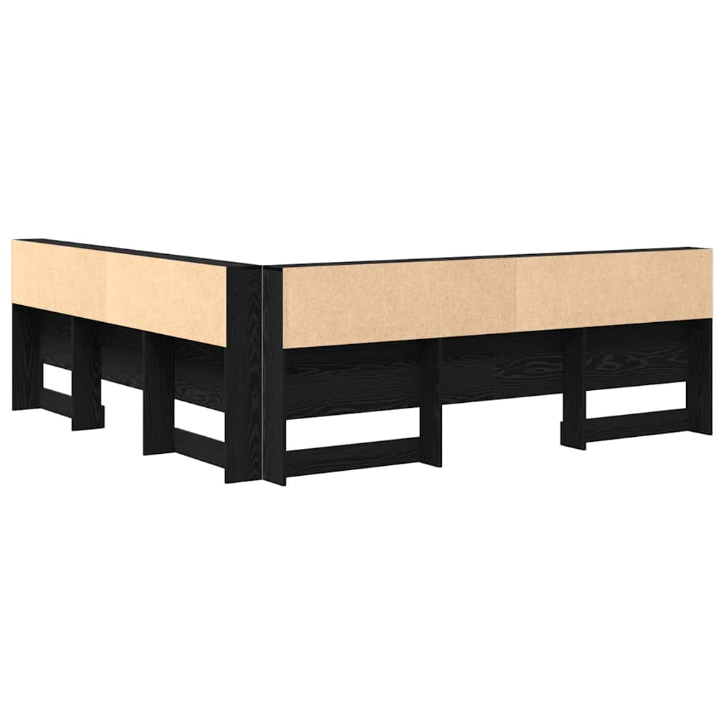 Aufbewahrungskopfteil Schwarz Eichen-Optik 180 cm Holzwerkstoff