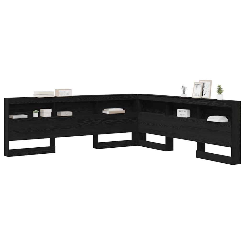 Aufbewahrungskopfteil Schwarz Eichen-Optik 180 cm Holzwerkstoff