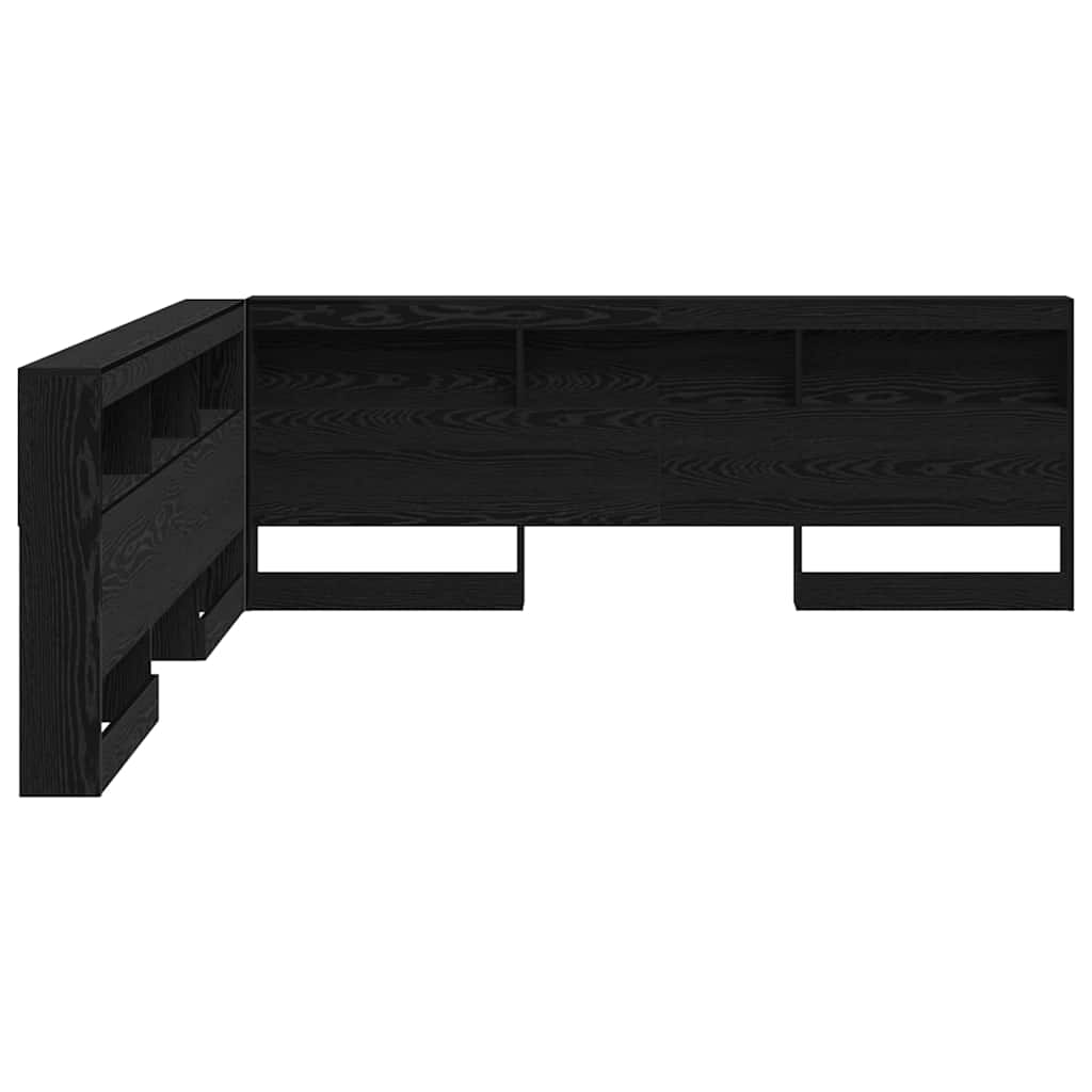 Aufbewahrungskopfteil Schwarz Eichen-Optik 180 cm Holzwerkstoff