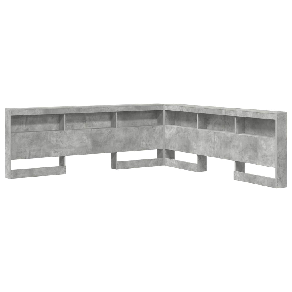 Aufbewahrungskopfteil mit Regal Beton Grau 180 cm Holzwerkstoff
