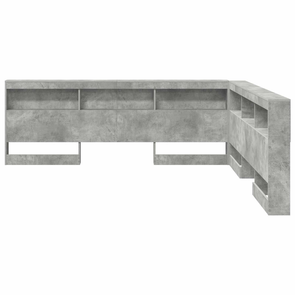 Aufbewahrungskopfteil mit Regal Beton Grau 180 cm Holzwerkstoff