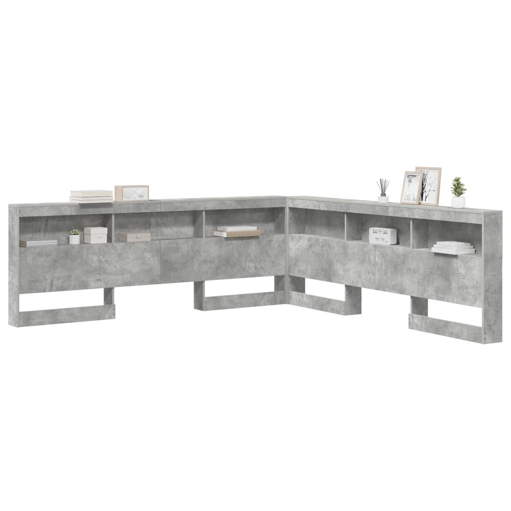 Aufbewahrungskopfteil mit Regal Beton Grau 180 cm Holzwerkstoff